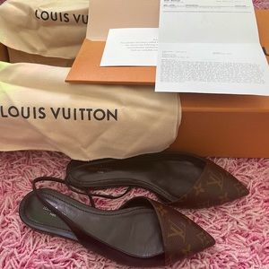 Auth. Louis Vuitton Cherie Flat Slingback shoes!!